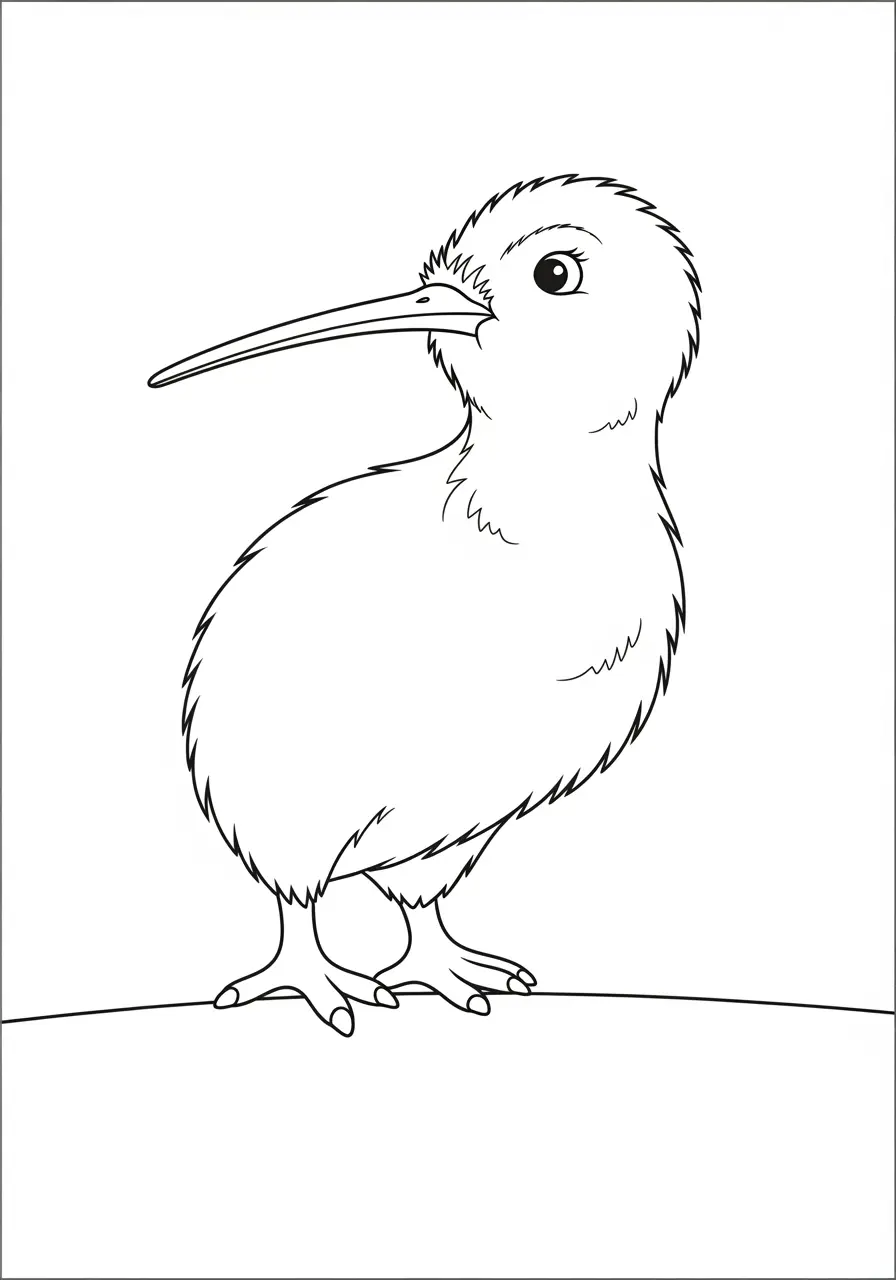 Listening Kiwi Bird Coloring Page