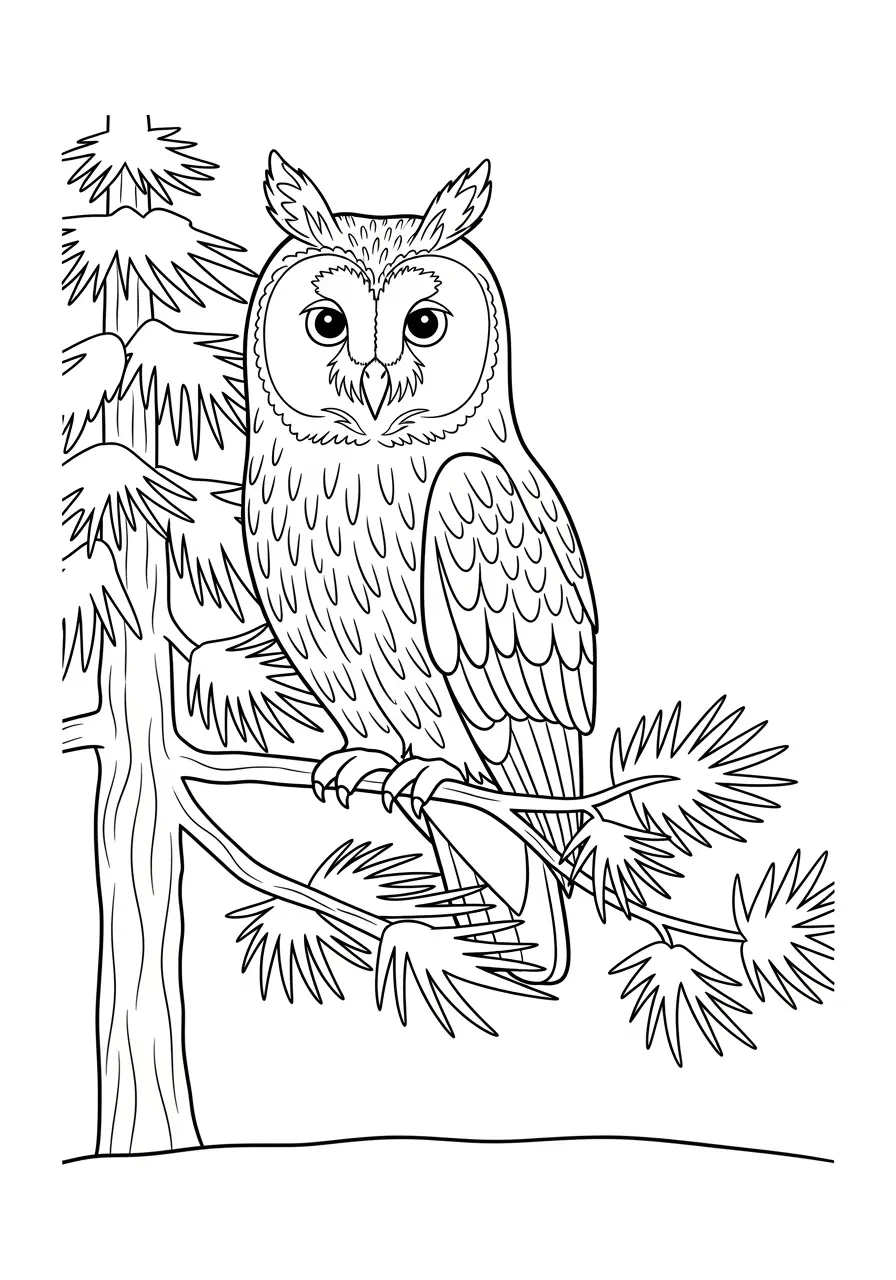 Long-eared Owl Coloring Page