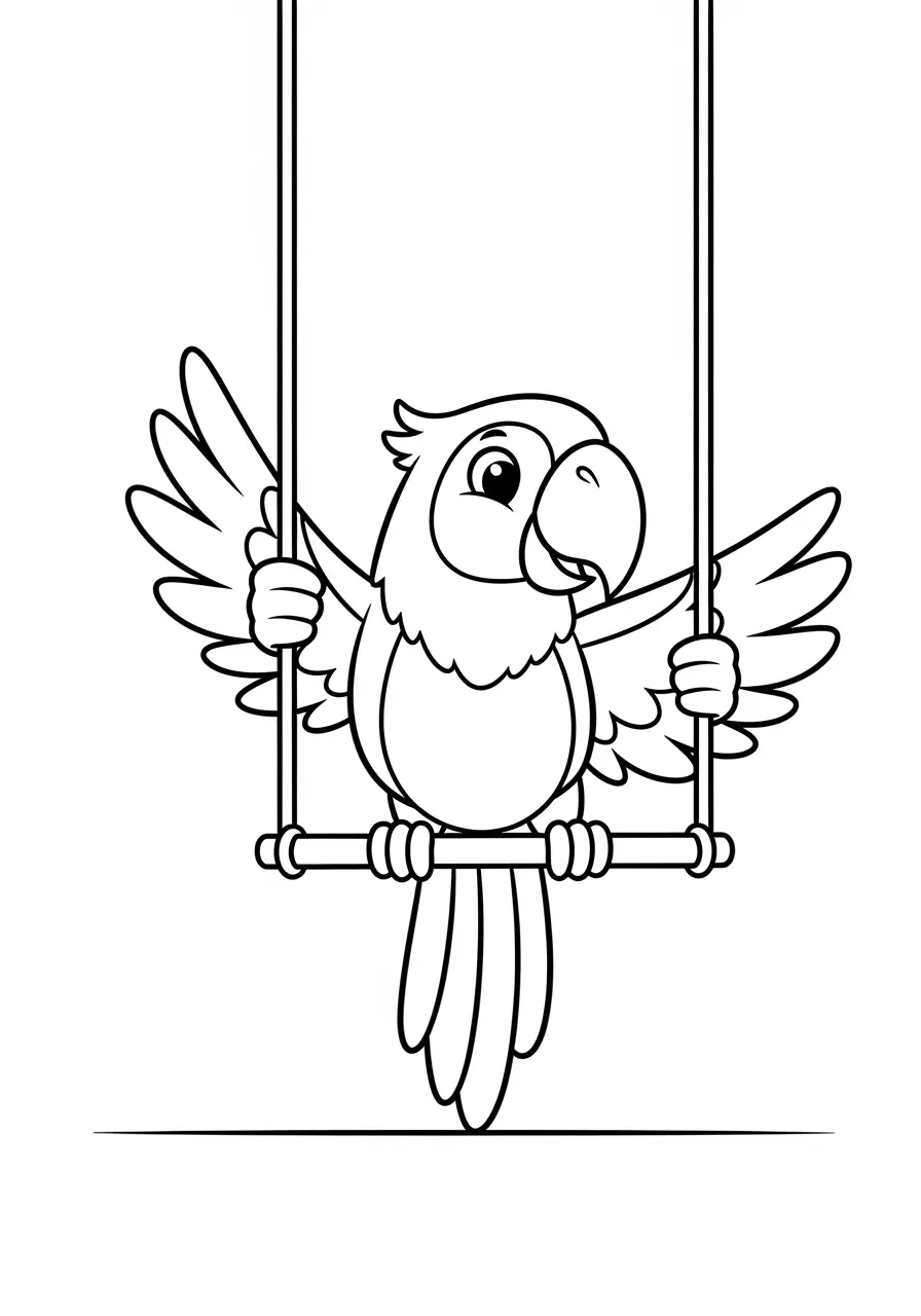 Macaw on Swing Coloring Page