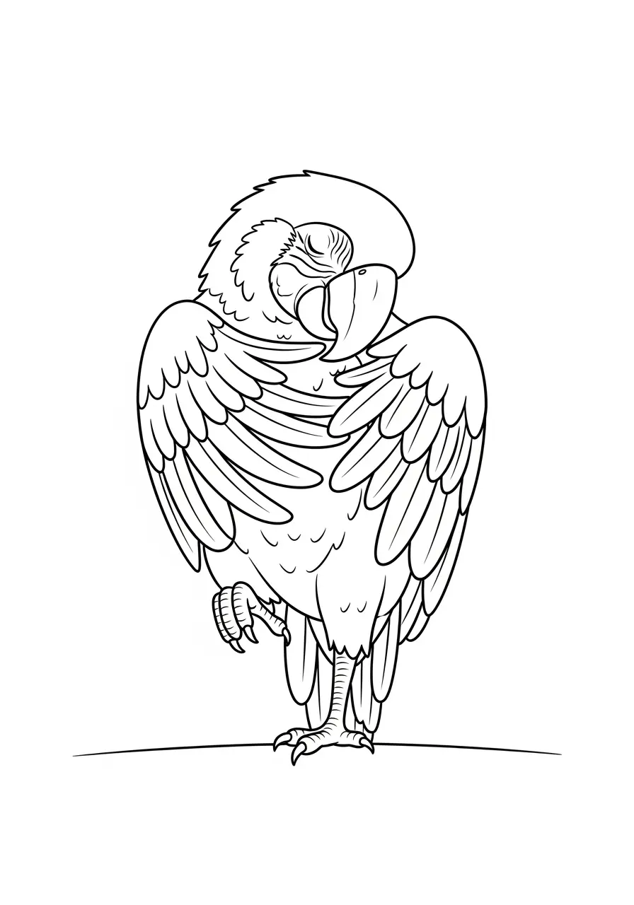 Macaw Preening Coloring Page
