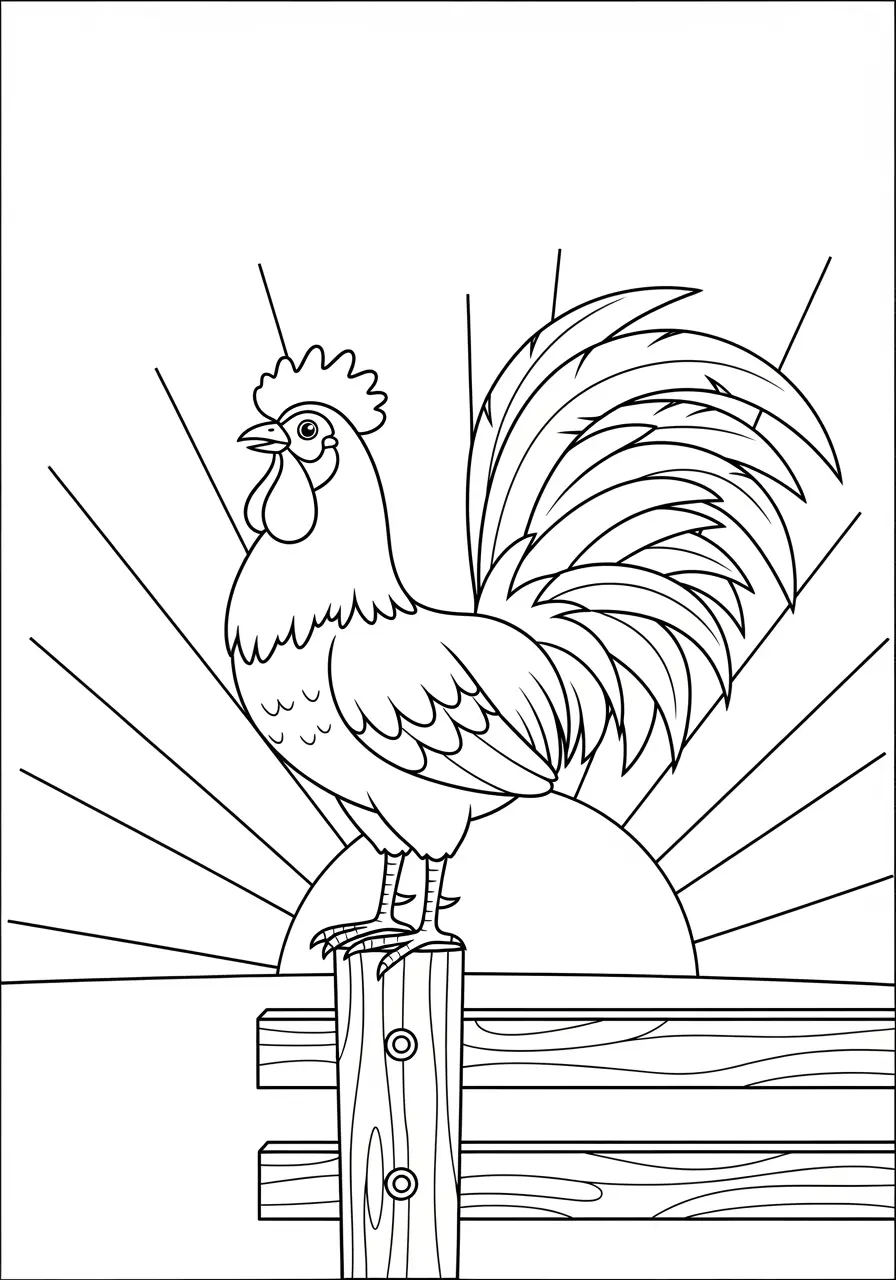 Morning Rooster Coloring Page