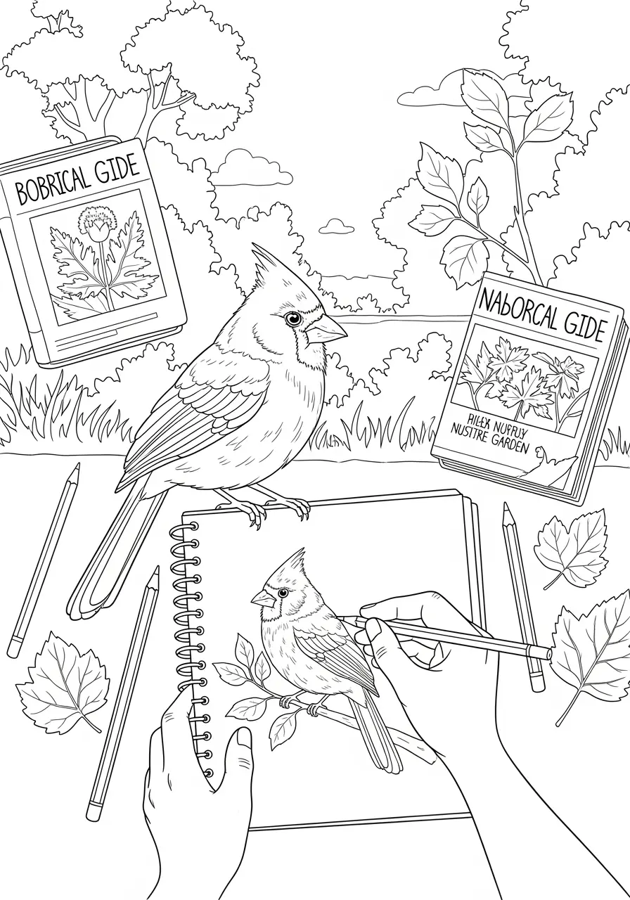 Nature Journal Cardinal Coloring Page
