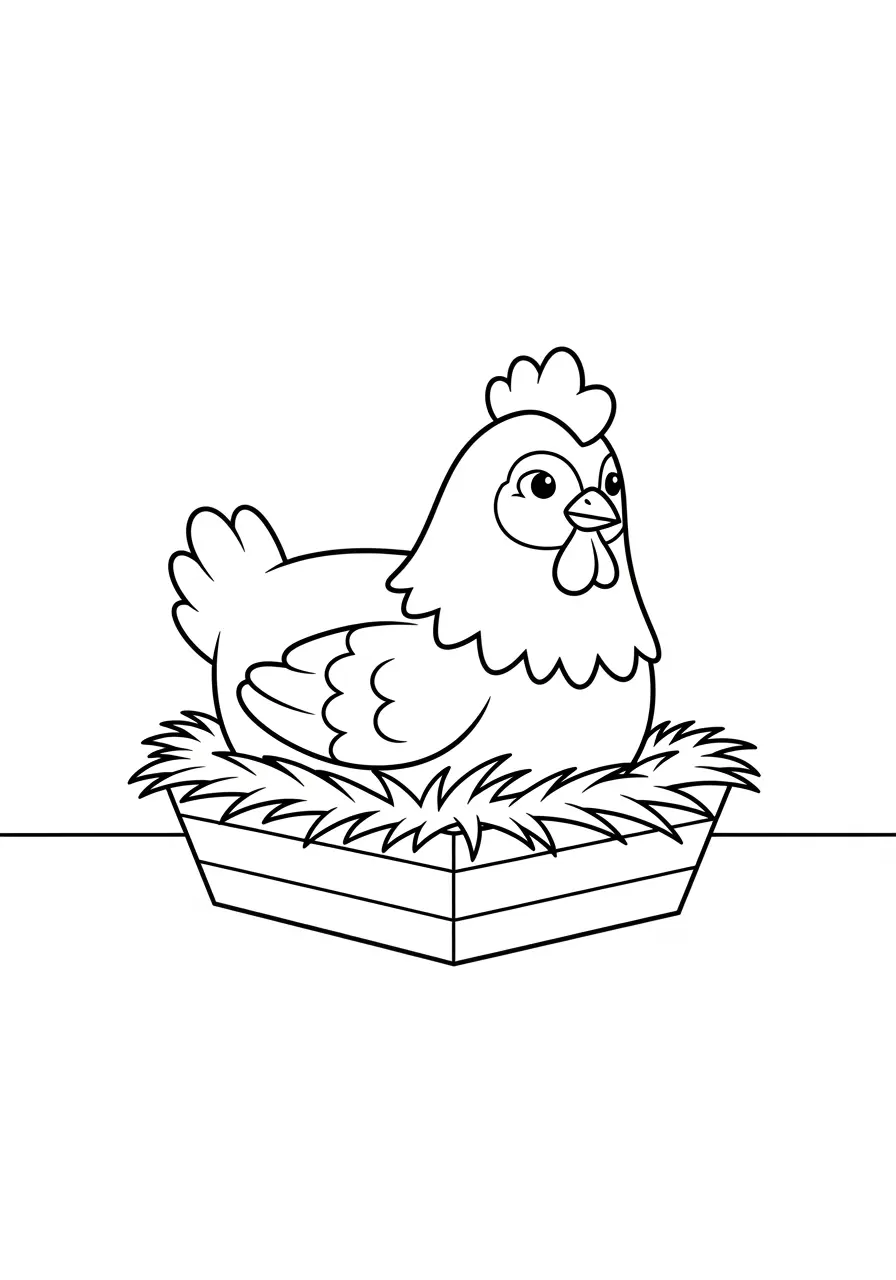 Nesting Box Chicken Coloring Page