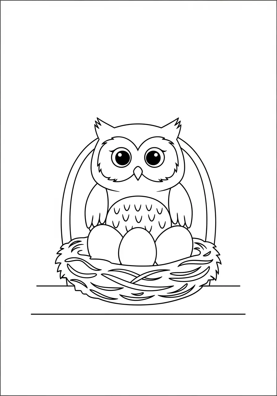 Nistende Eulen-Ausmalbild