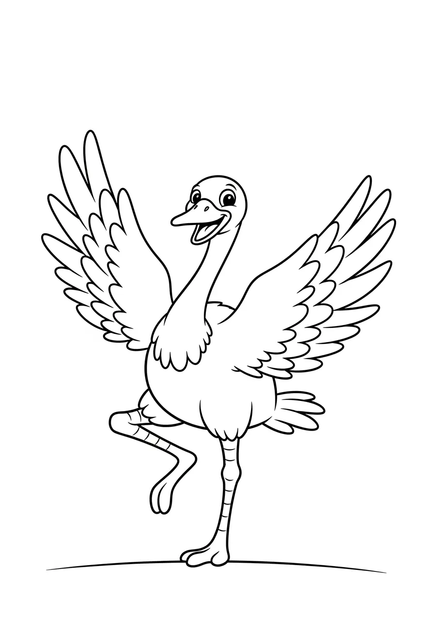 Ostrich Dancing Coloring Page