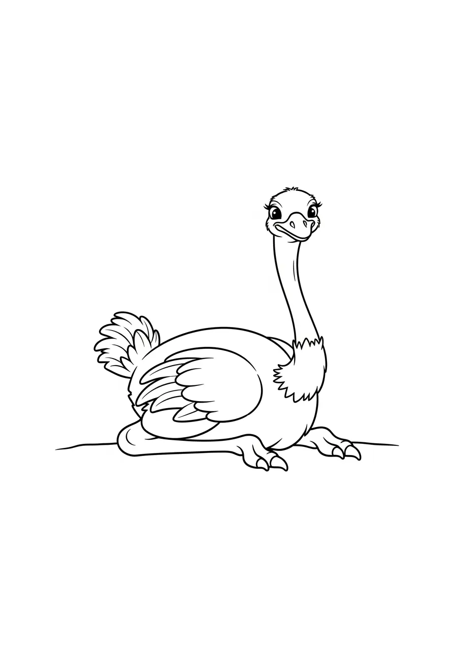 Ostrich Dust Bath Coloring Page