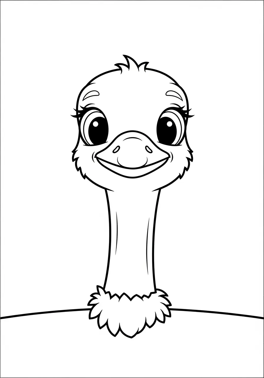 Ostrich Head Portrait Coloring Page