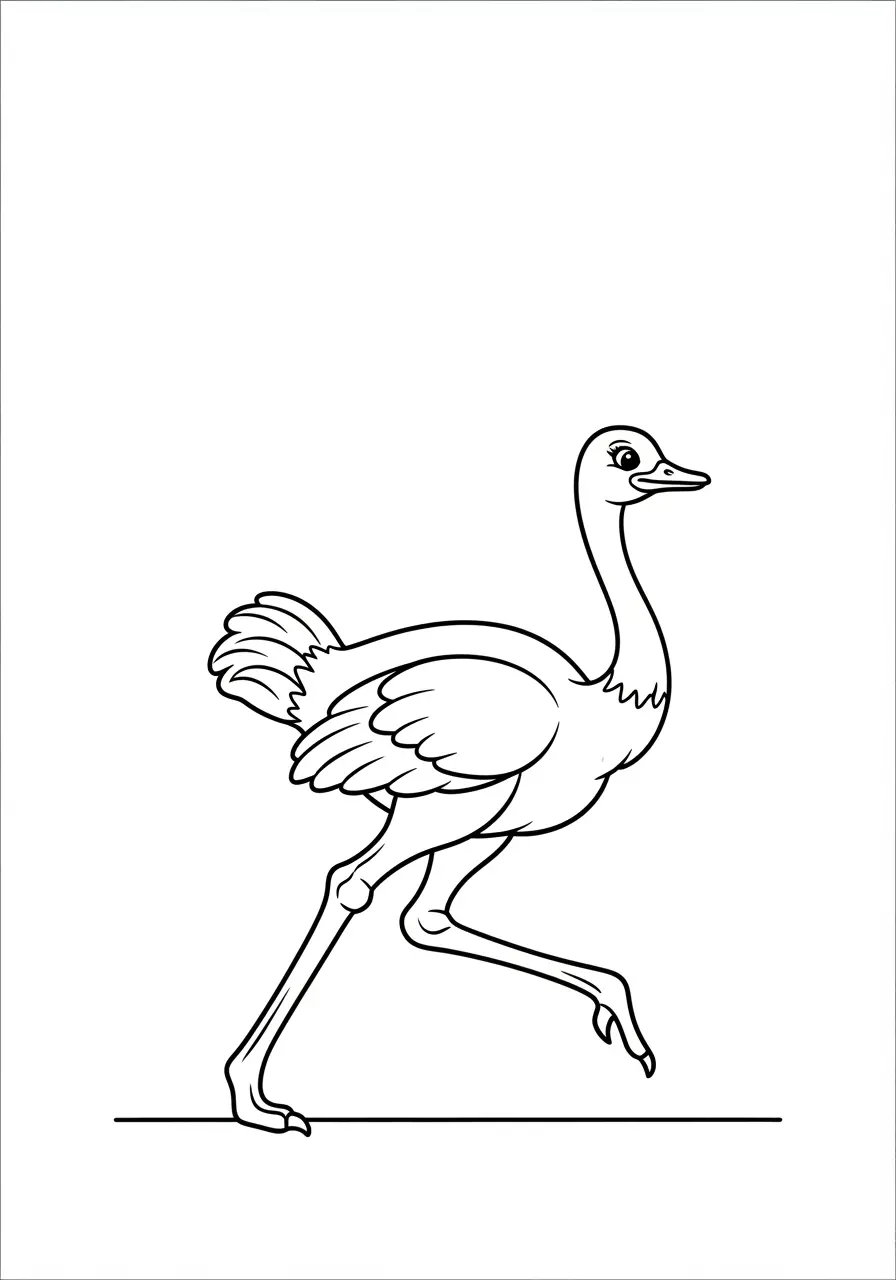 Ostrich Running Through Savanna Coloring Page
