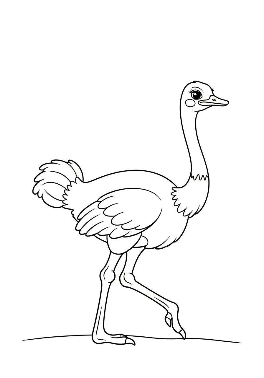 Ostrich Walking Coloring Page