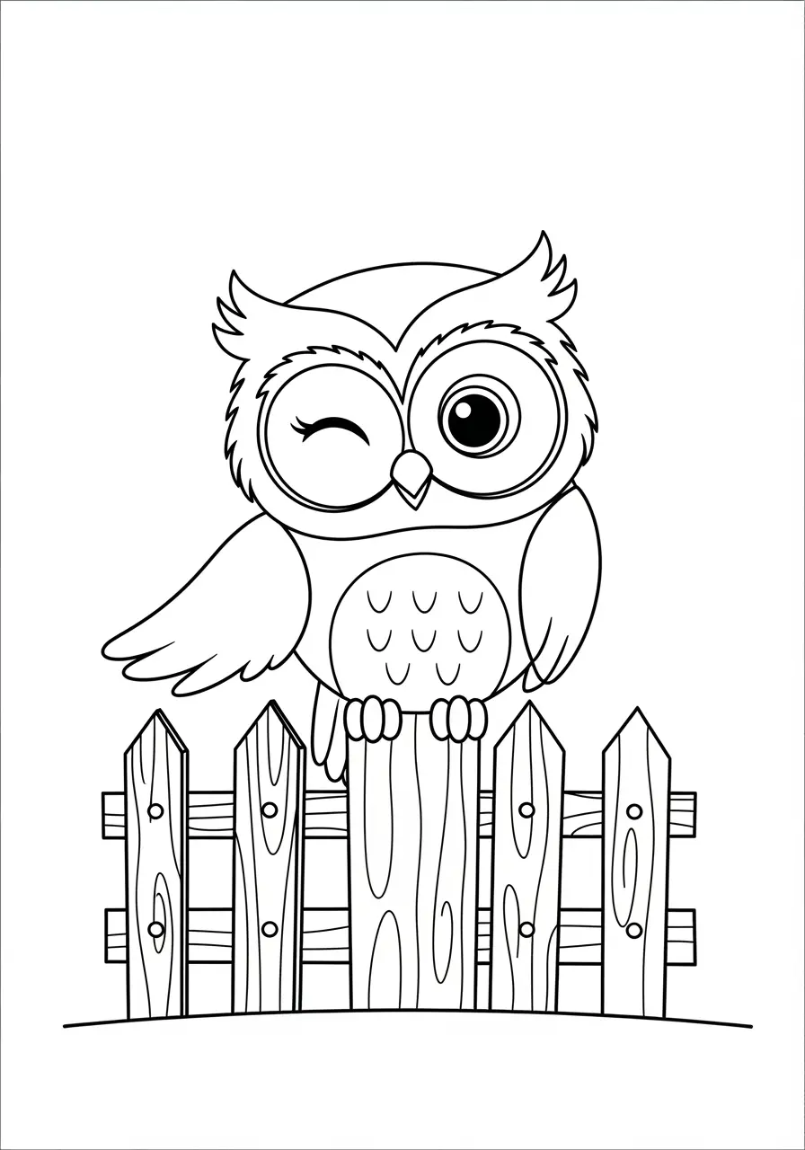 Owl Winking Coloring Page