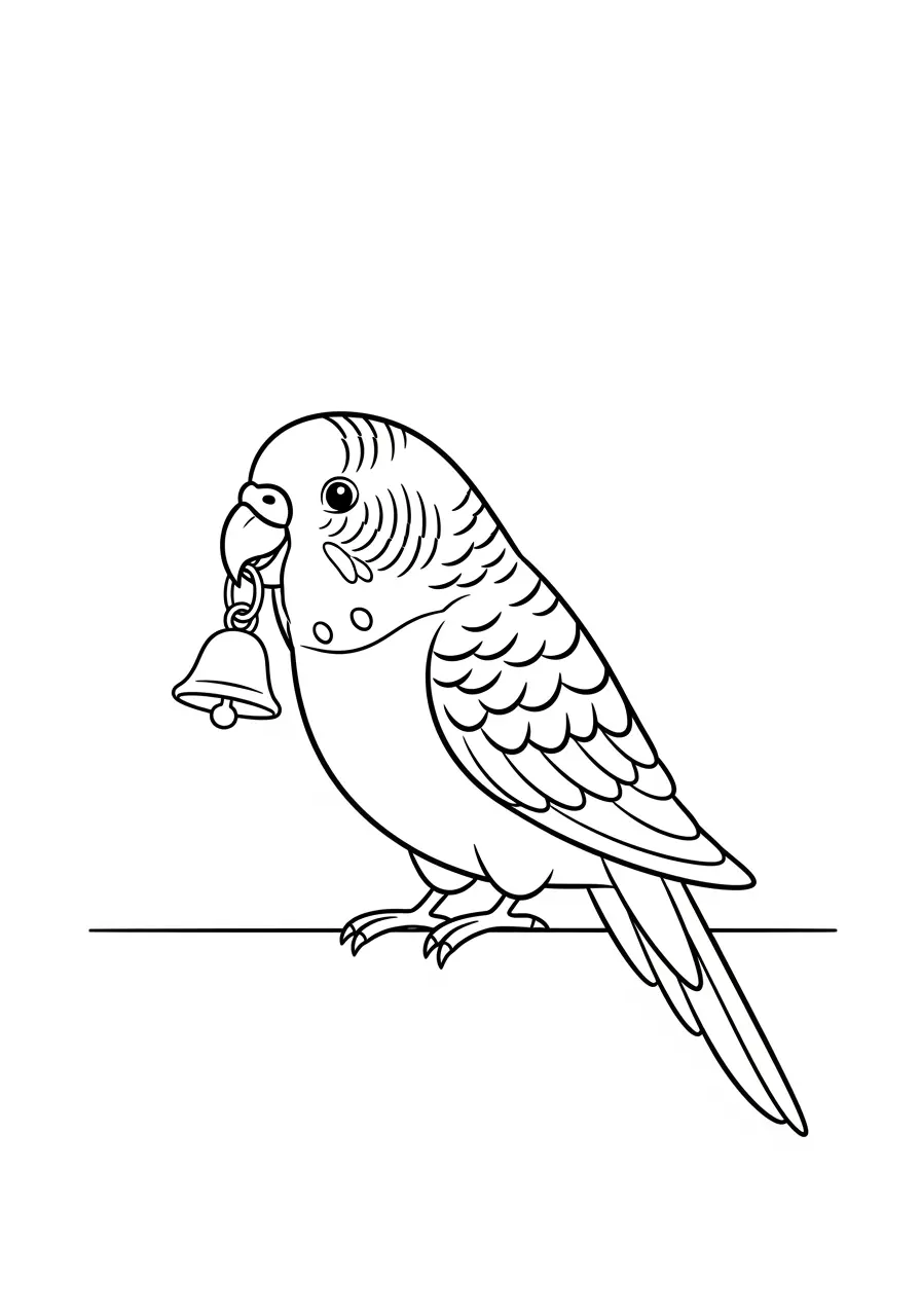 Parakeet Bell Toy Coloring Page