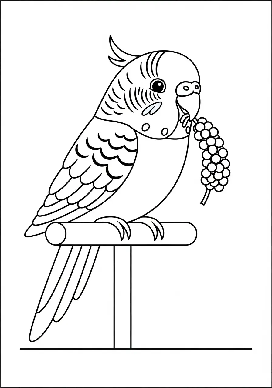 Parakeet Eating Millet Coloring Page