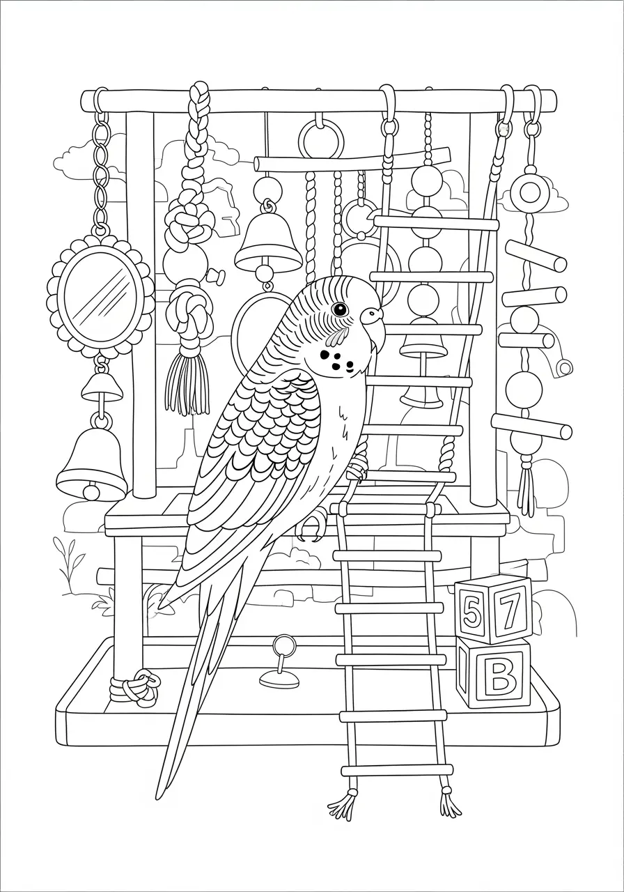 Parakeet Playground Coloring Page