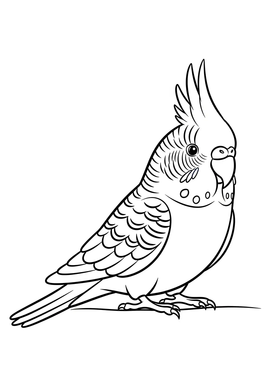 Parakeet Portrait Coloring Page