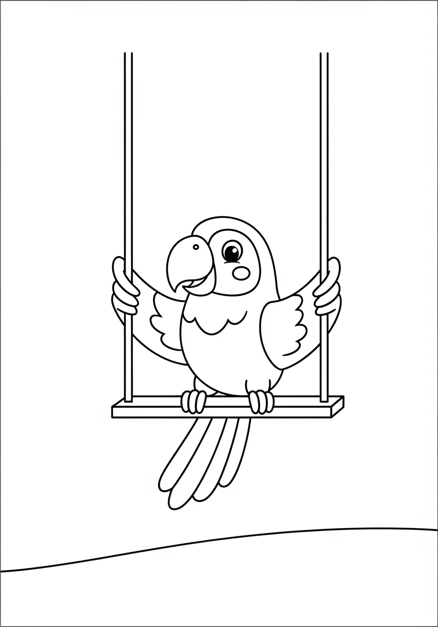 Parrot on Swing Coloring Page