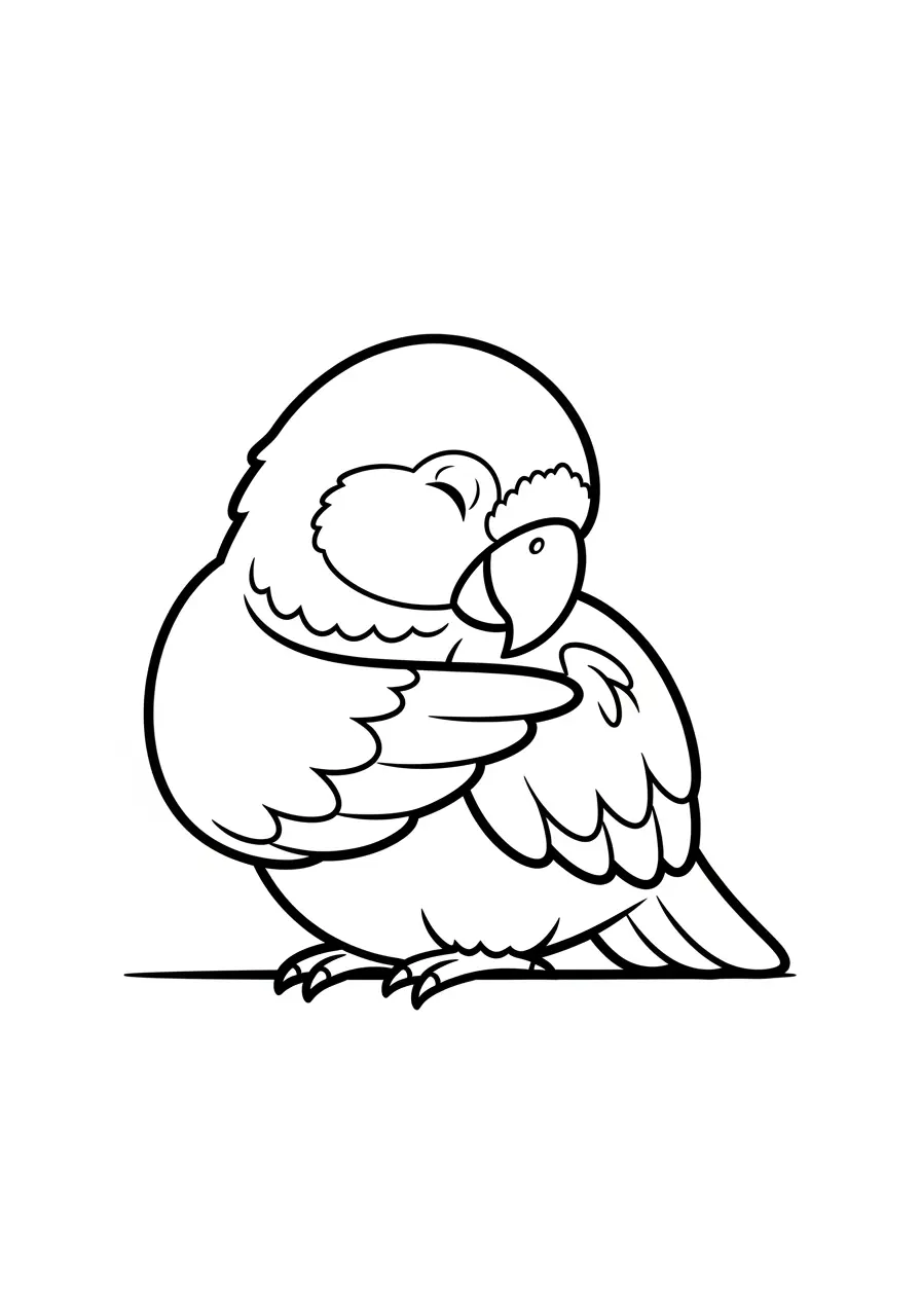 Parrot Preening Coloring Page