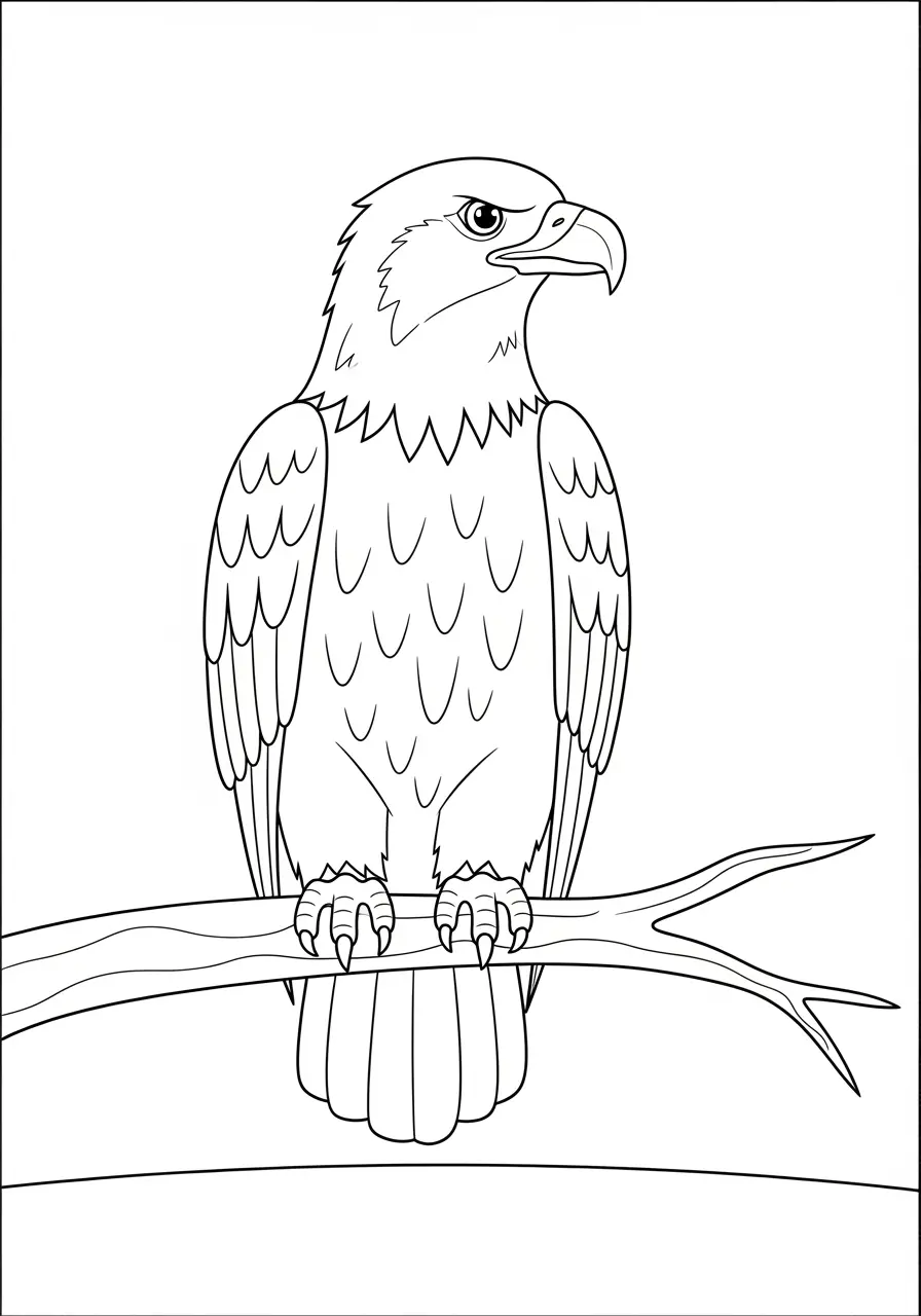 Perched Bald Eagle Coloring Page