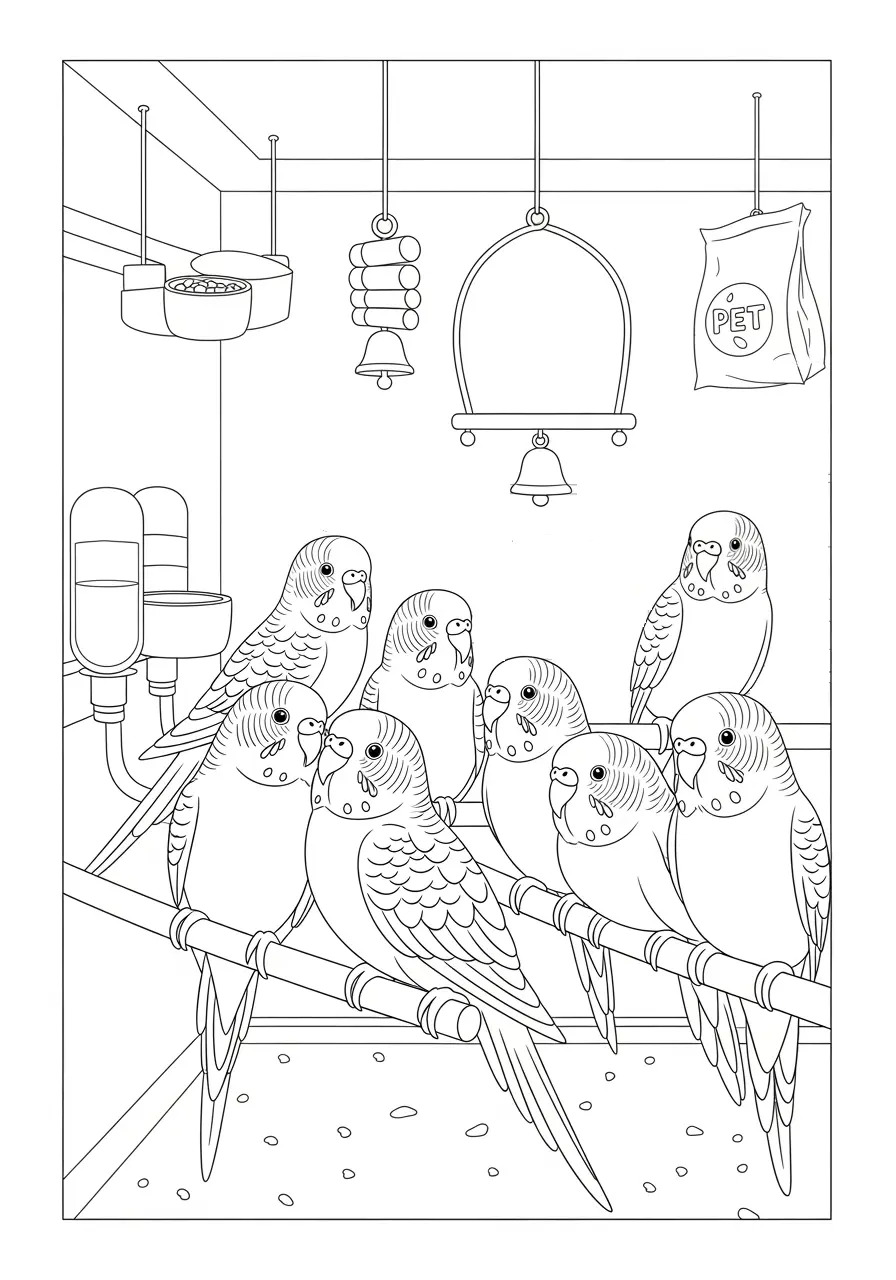 Pet Store Parakeet Coloring Page