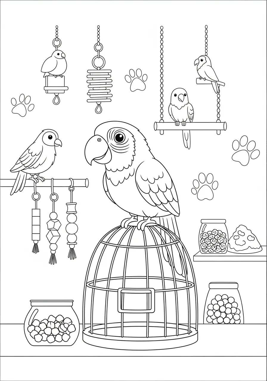 Pet Store Parrot Coloring Page