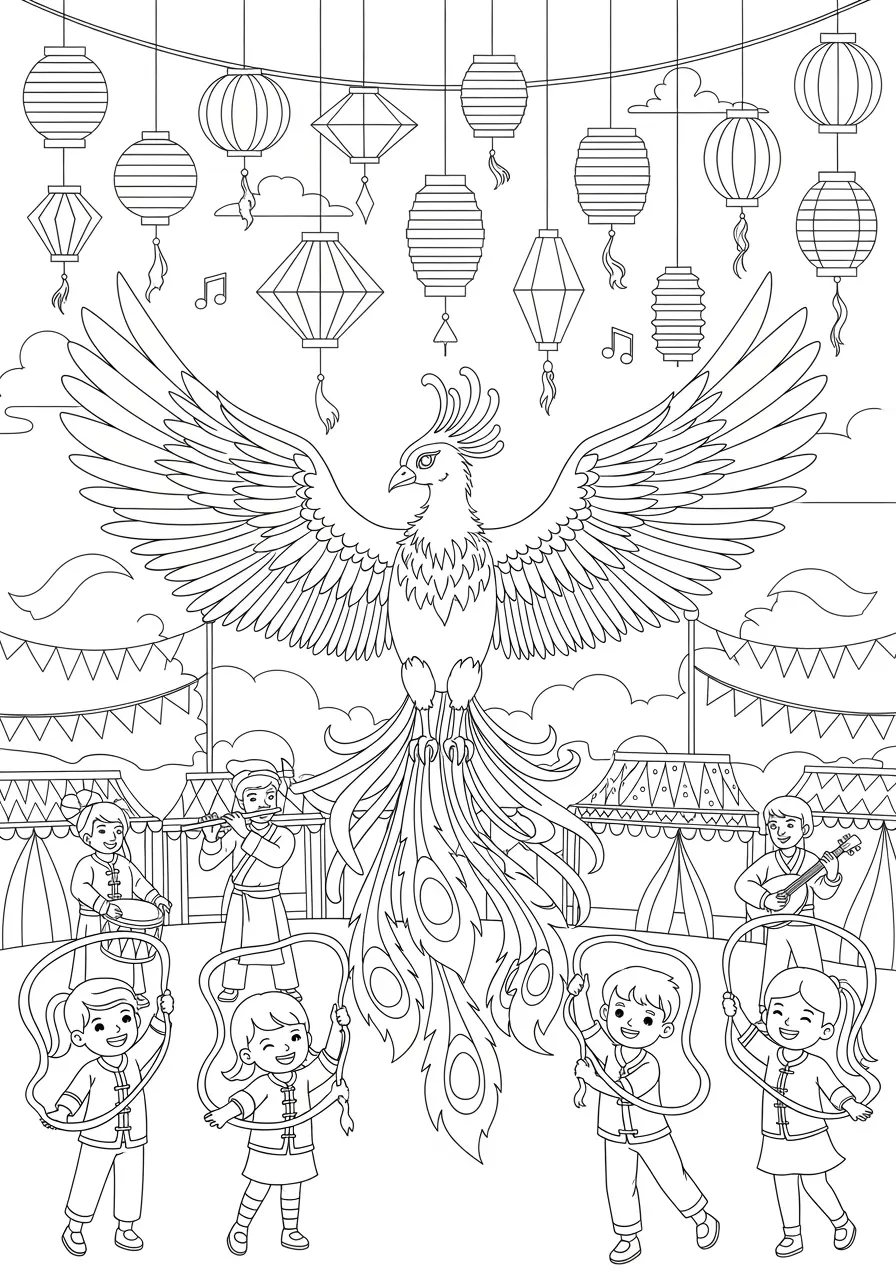 Phoenix Festival Celebration Coloring Page