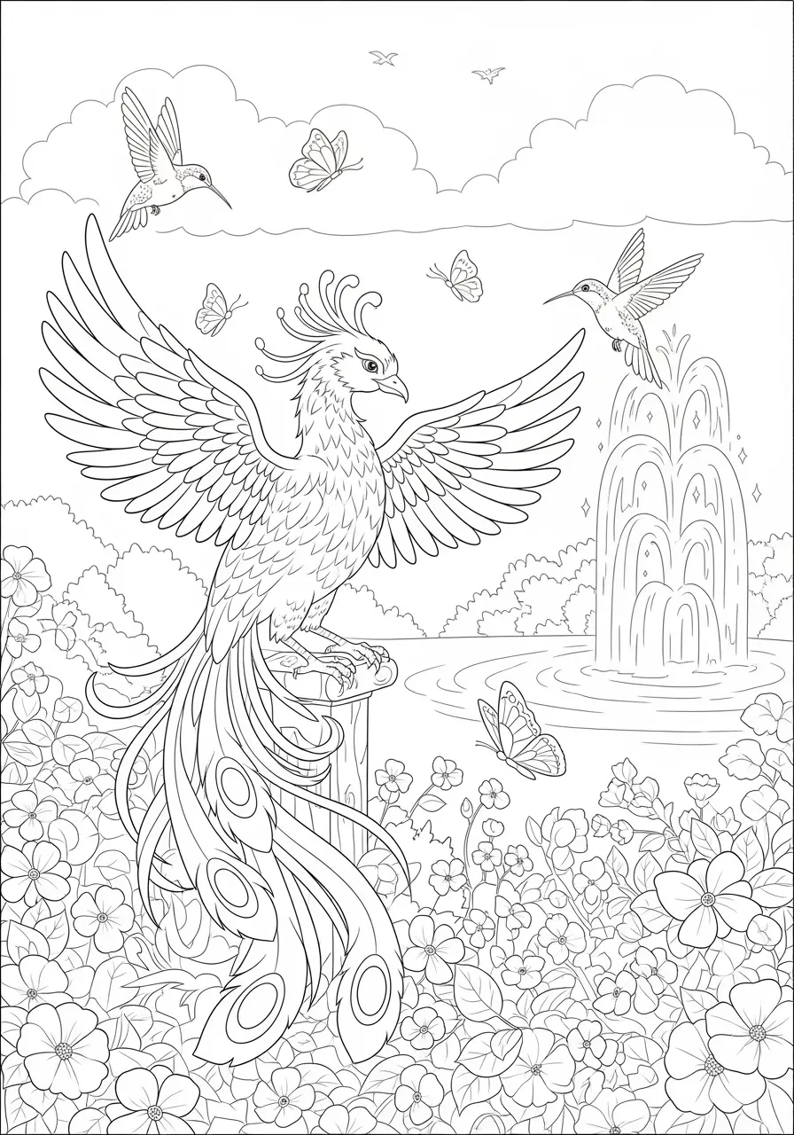 Phoenix Garden Party Coloring Page