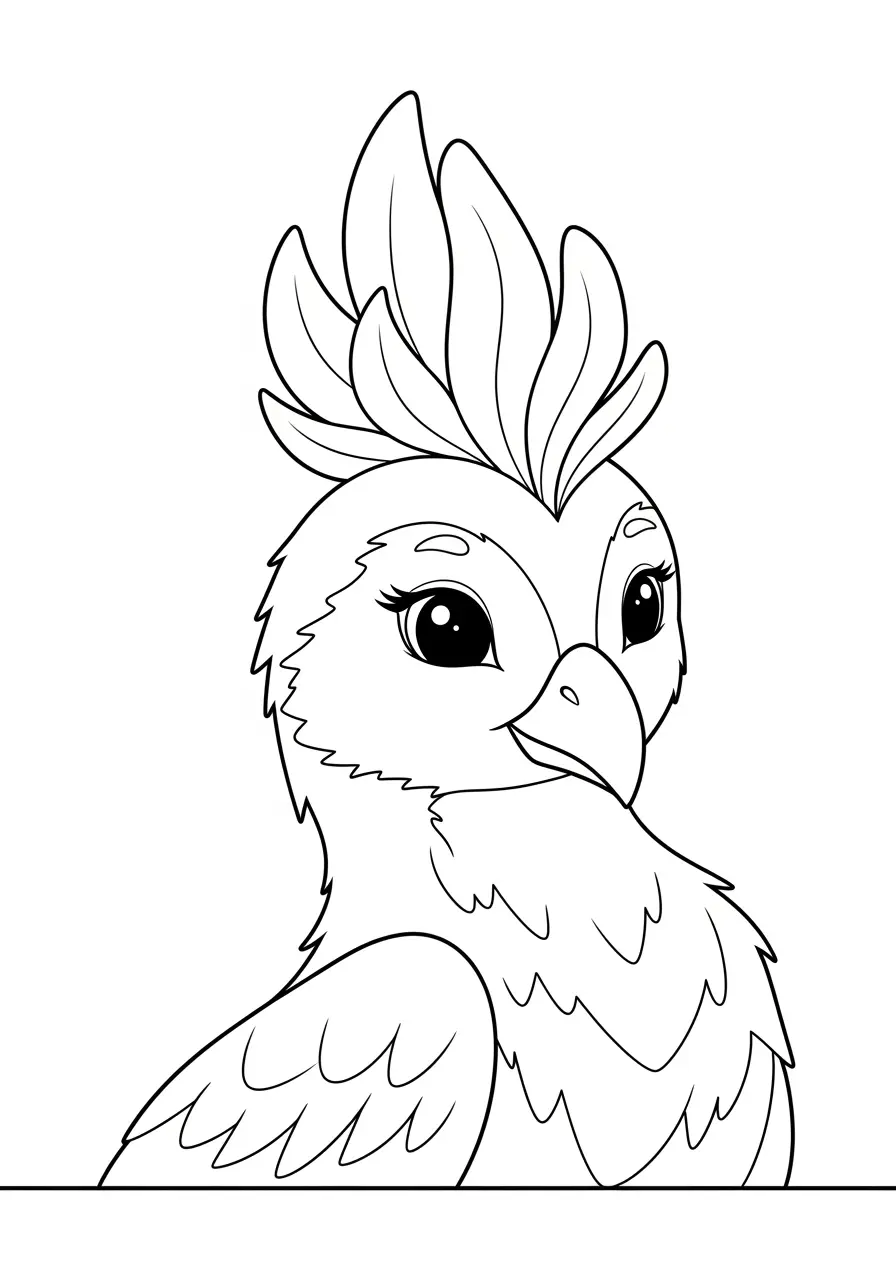 Phoenix Head Portrait Coloring Page