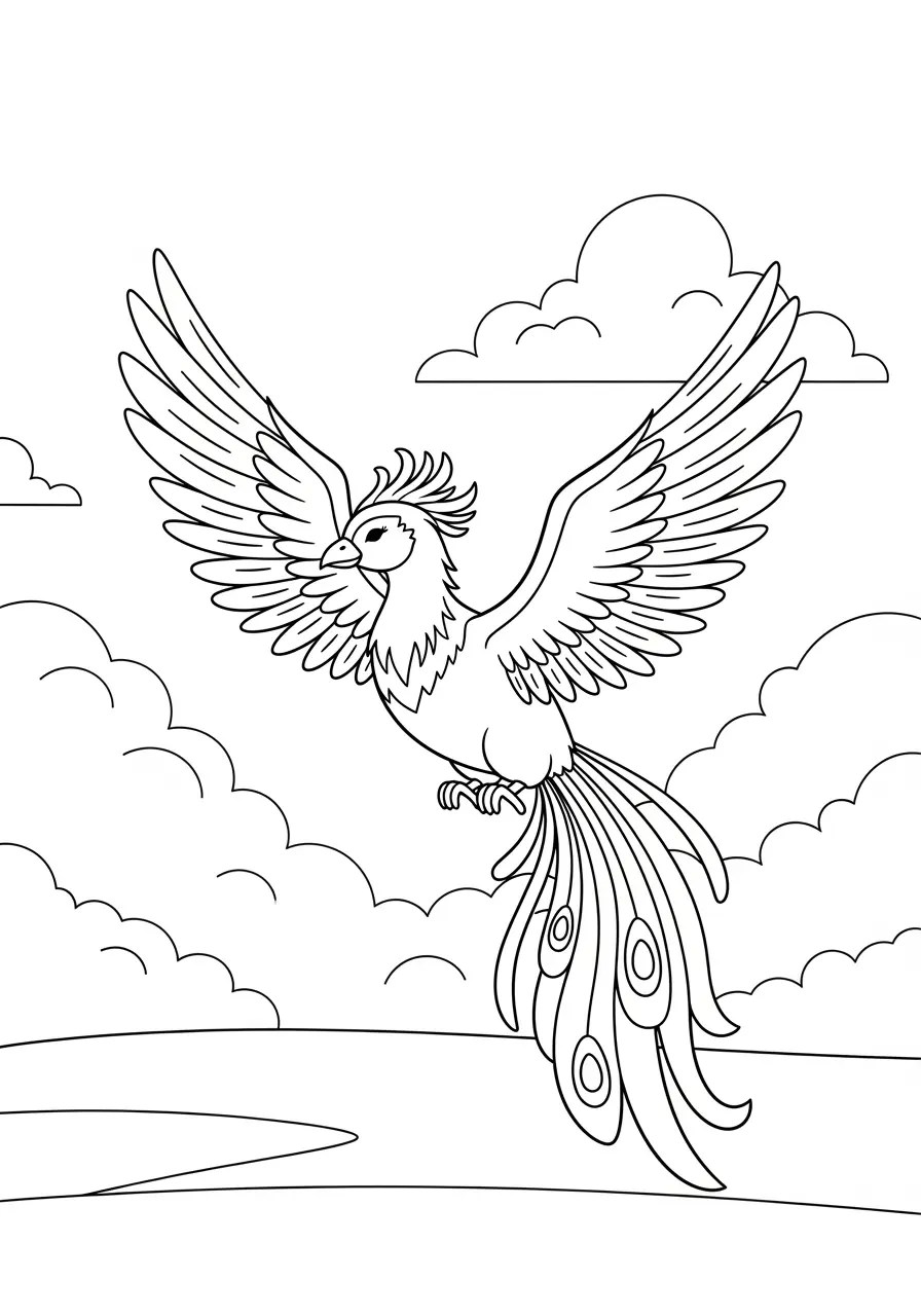 Phoenix in Flight Coloring Page