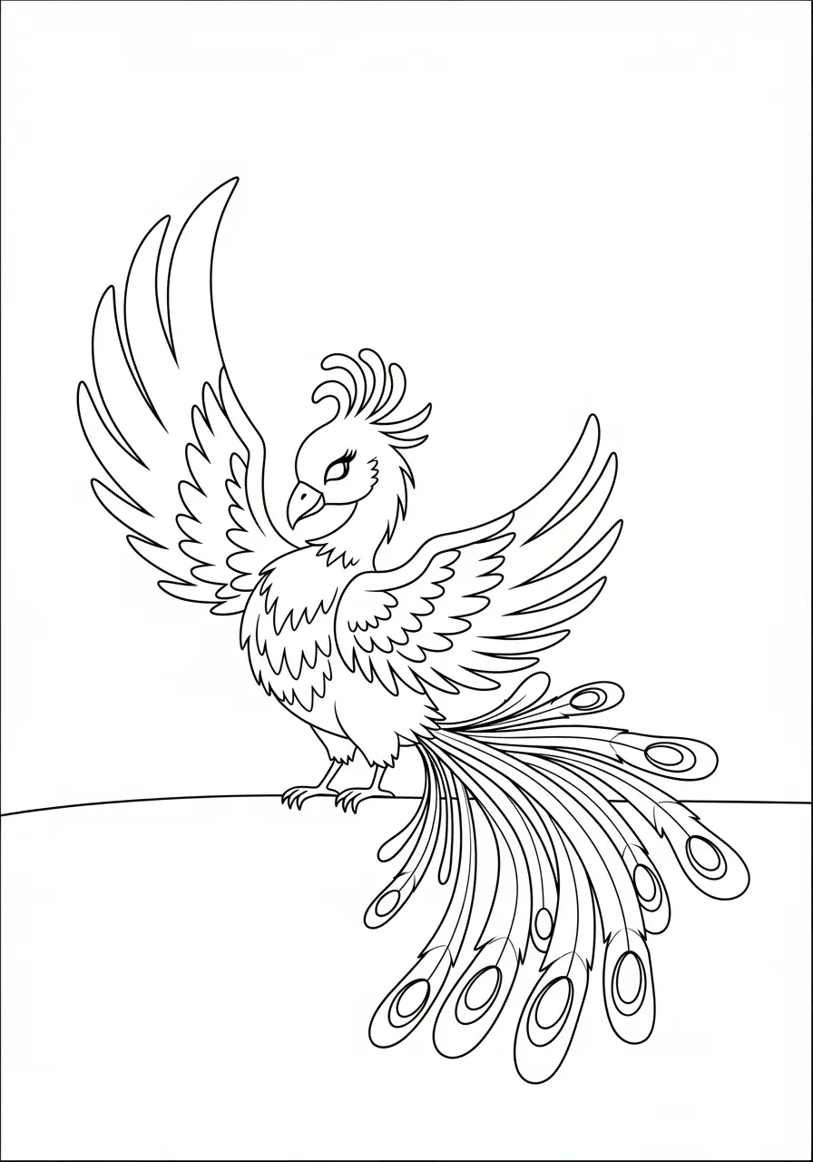 Phoenix Tail Feathers Coloring Page