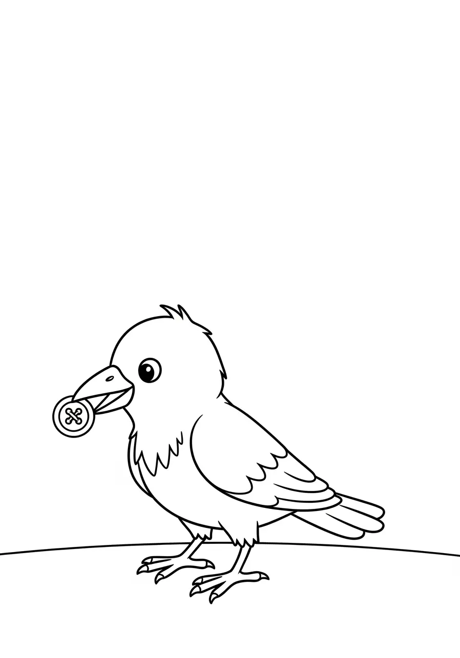 Playful Crow Coloring Page