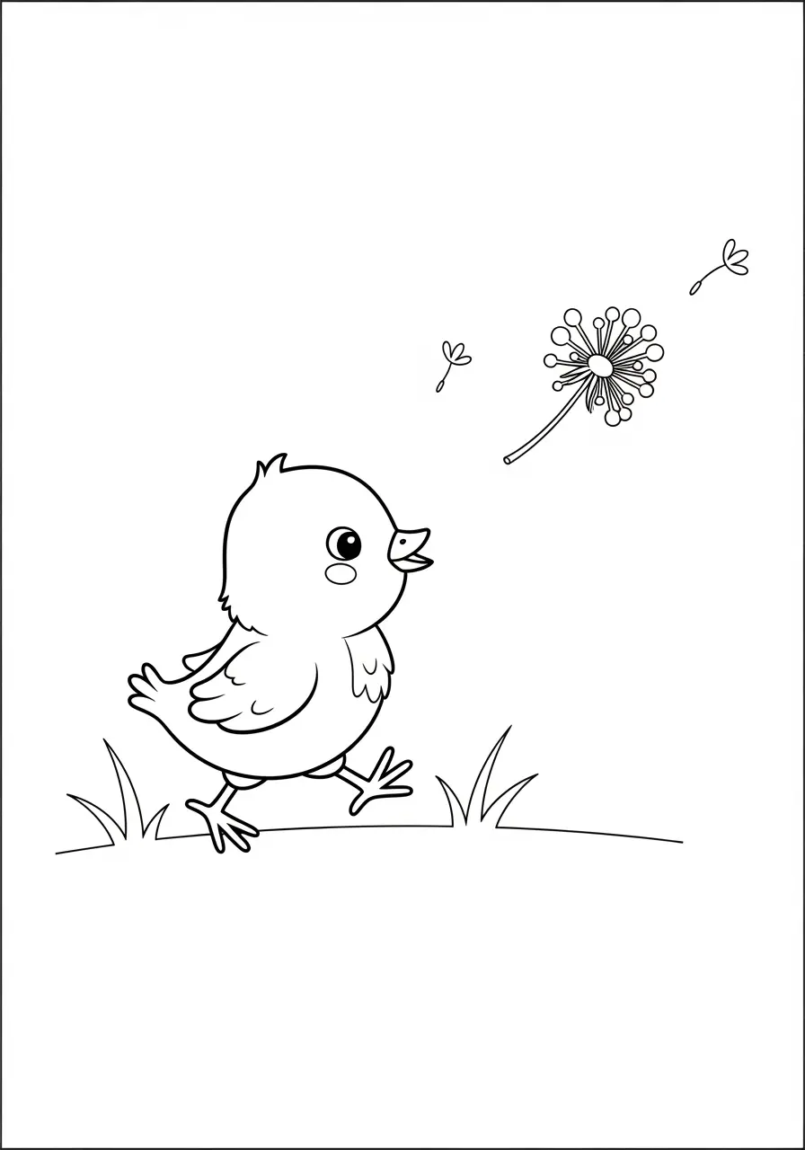 Playing Chick Coloring Page