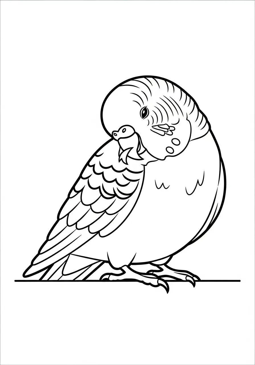 Preening Parakeet Coloring Page