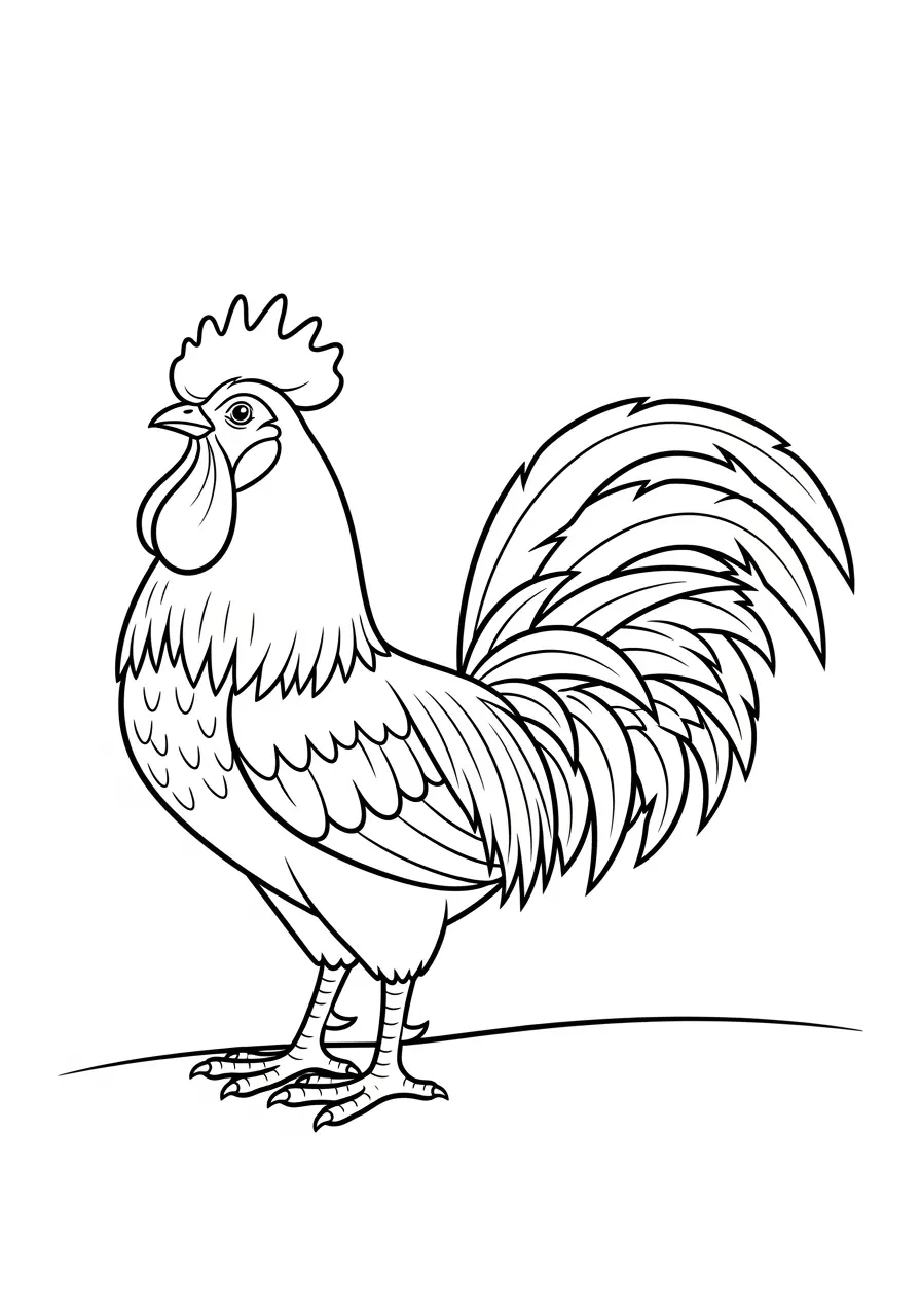 Proud Rooster Chicken Coloring Page
