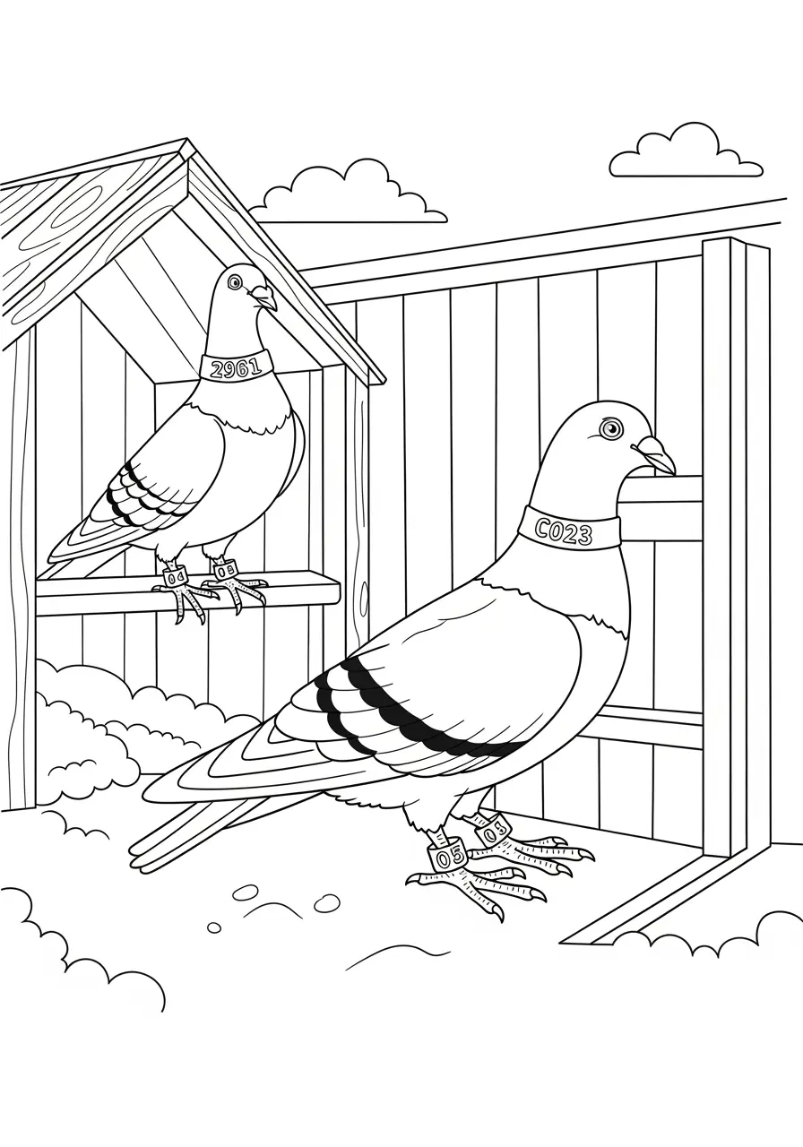 Racing Pigeons Loft Coloring Page