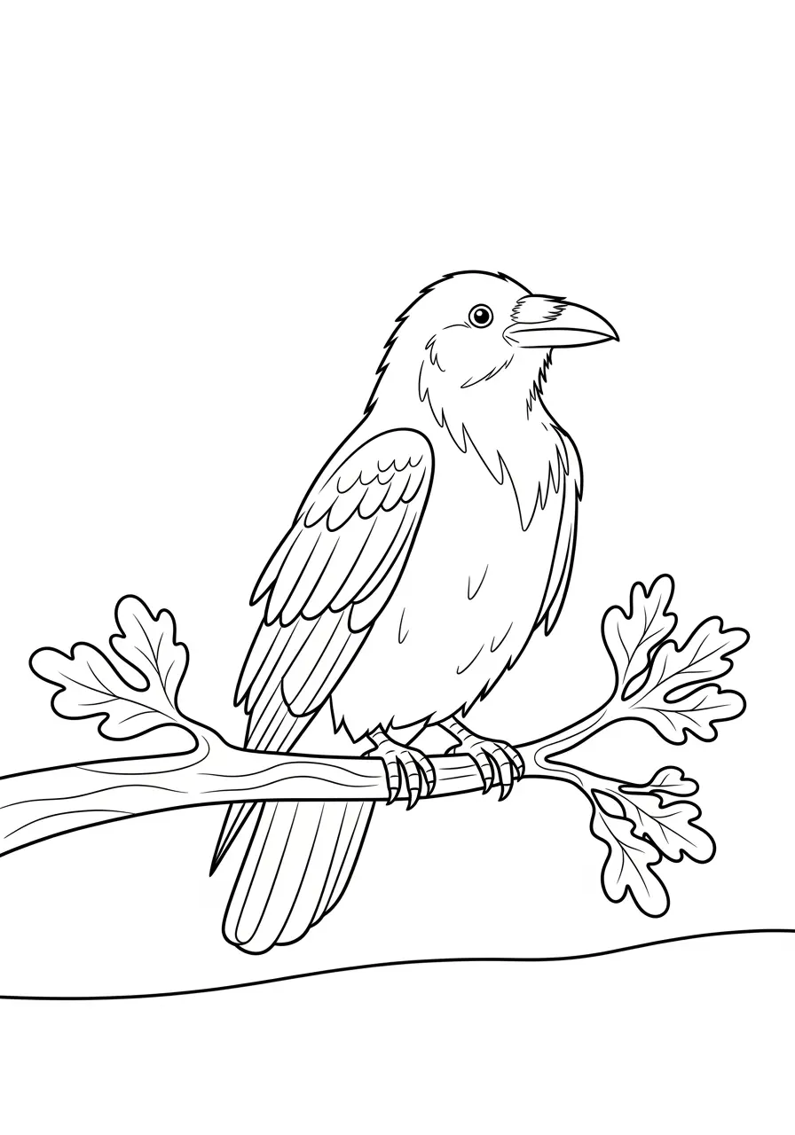 Raven on Branch Coloring Page