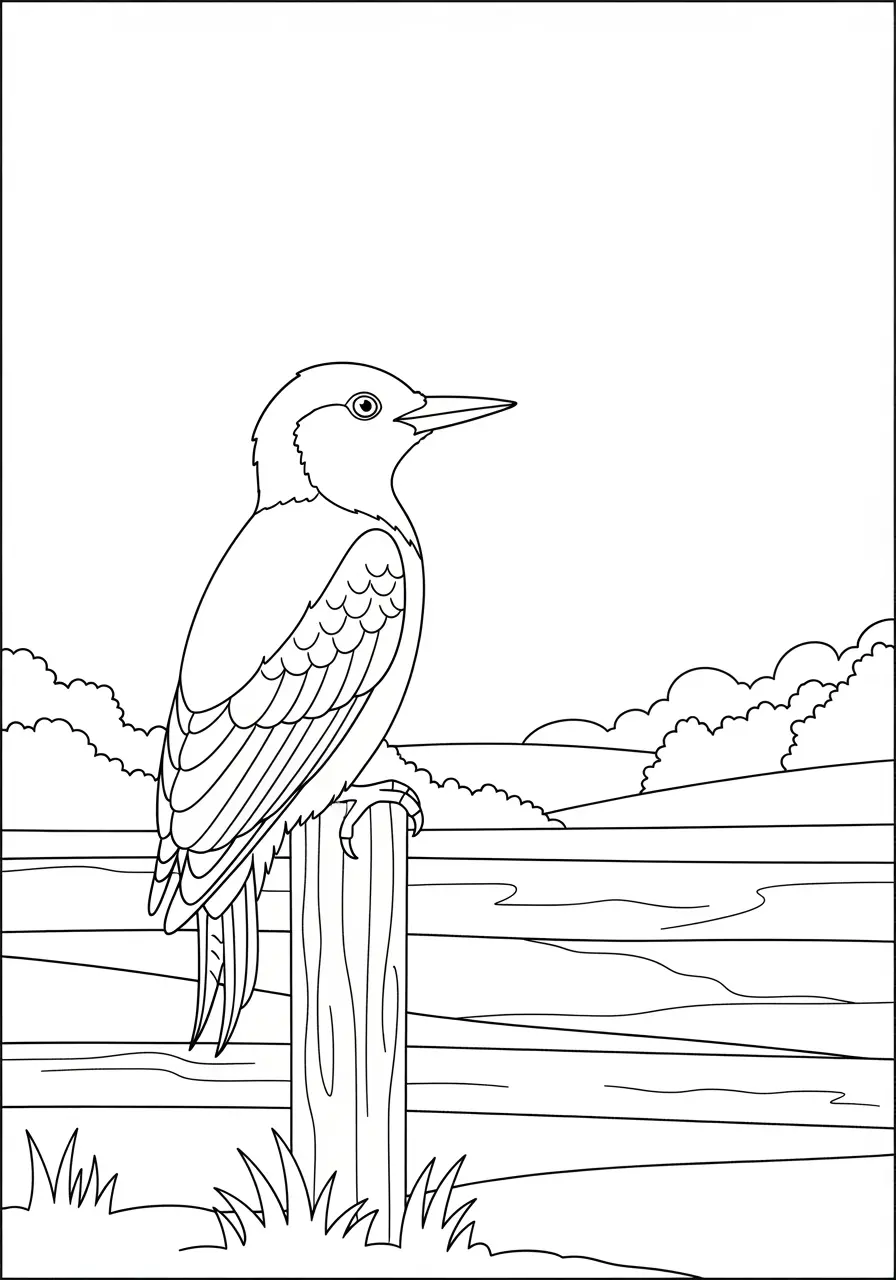 Red-Headed Woodpecker Coloring Page