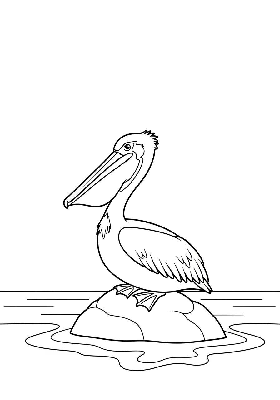 Resting Pelican Coloring Page