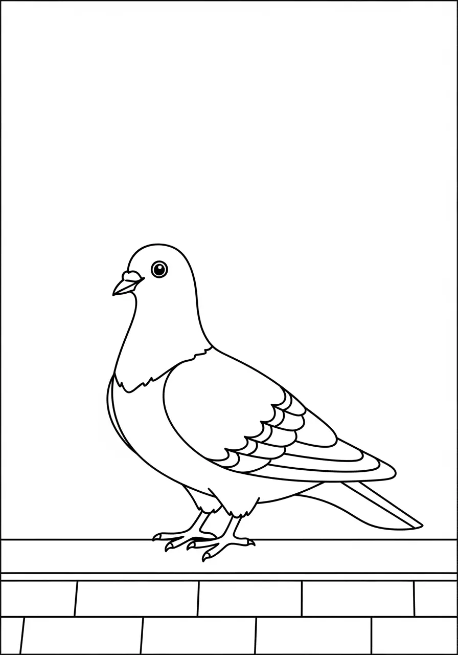 Rooftop Pigeon Coloring Page