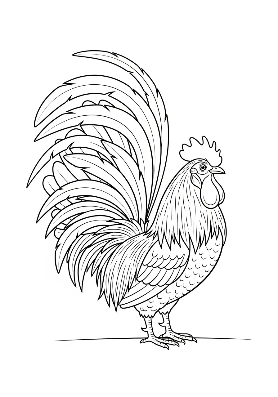 Rooster Feather Coloring Page