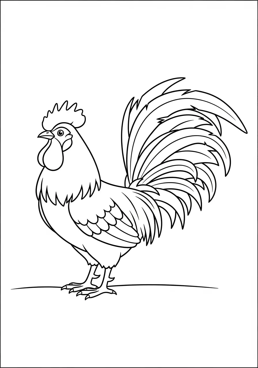Rooster Portrait Coloring Page