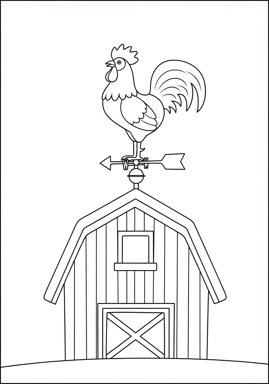 Rooster Weather Vane Coloring Page