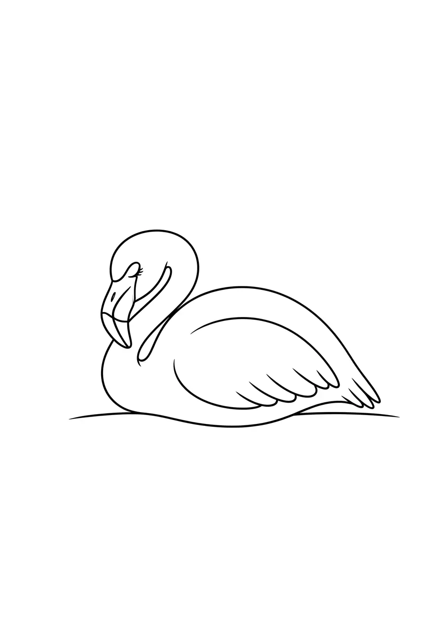 Schlafendes Flamingo-Ausmalbild