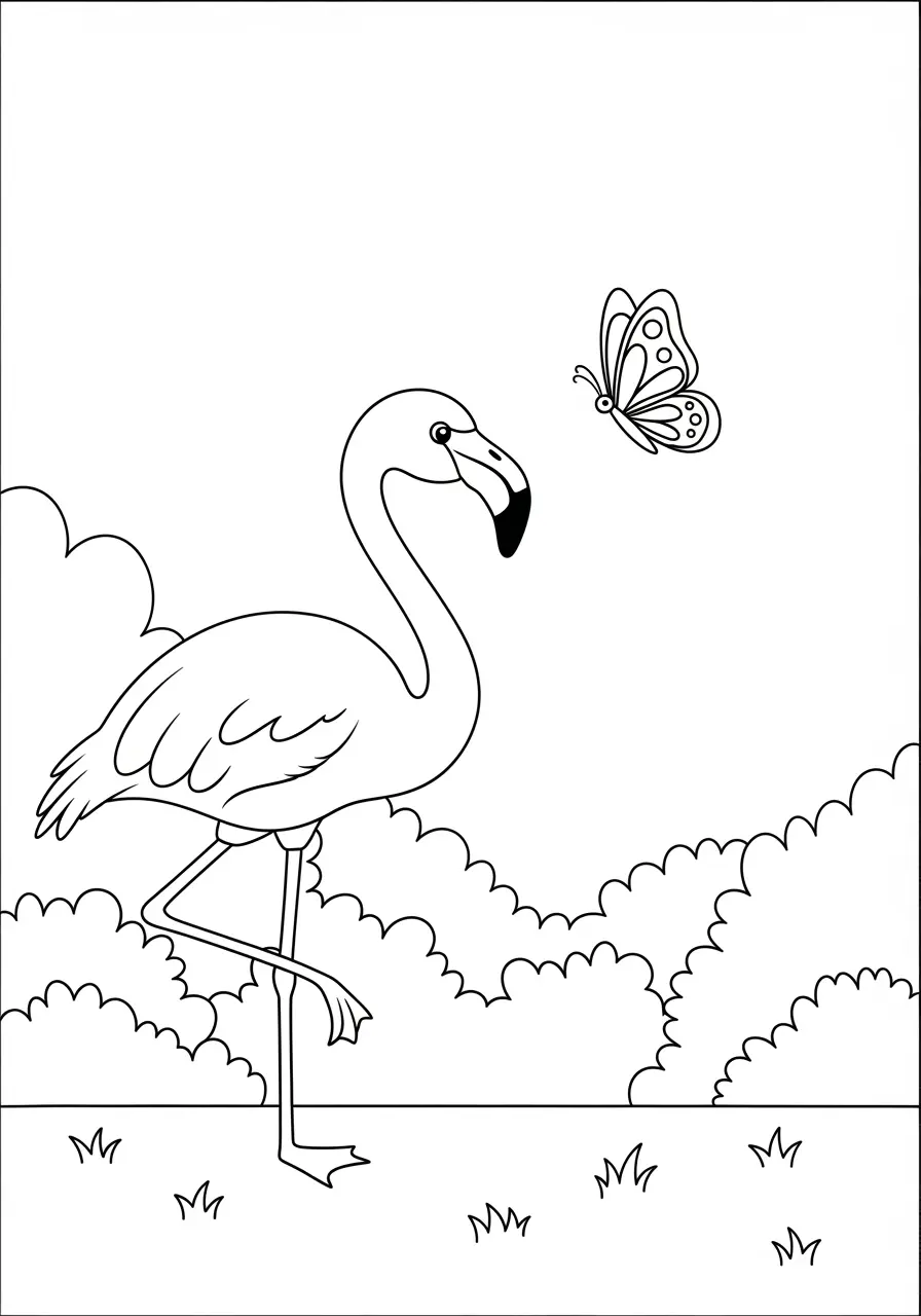 Schmetterling-Flamingo-Ausmalbild