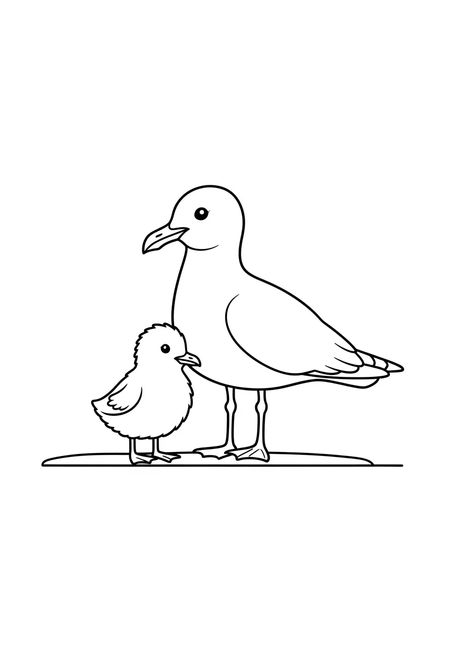 Seagull Family Coloring Page