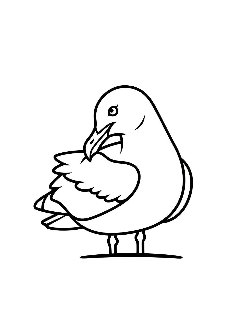 Seagull Preening Coloring Page