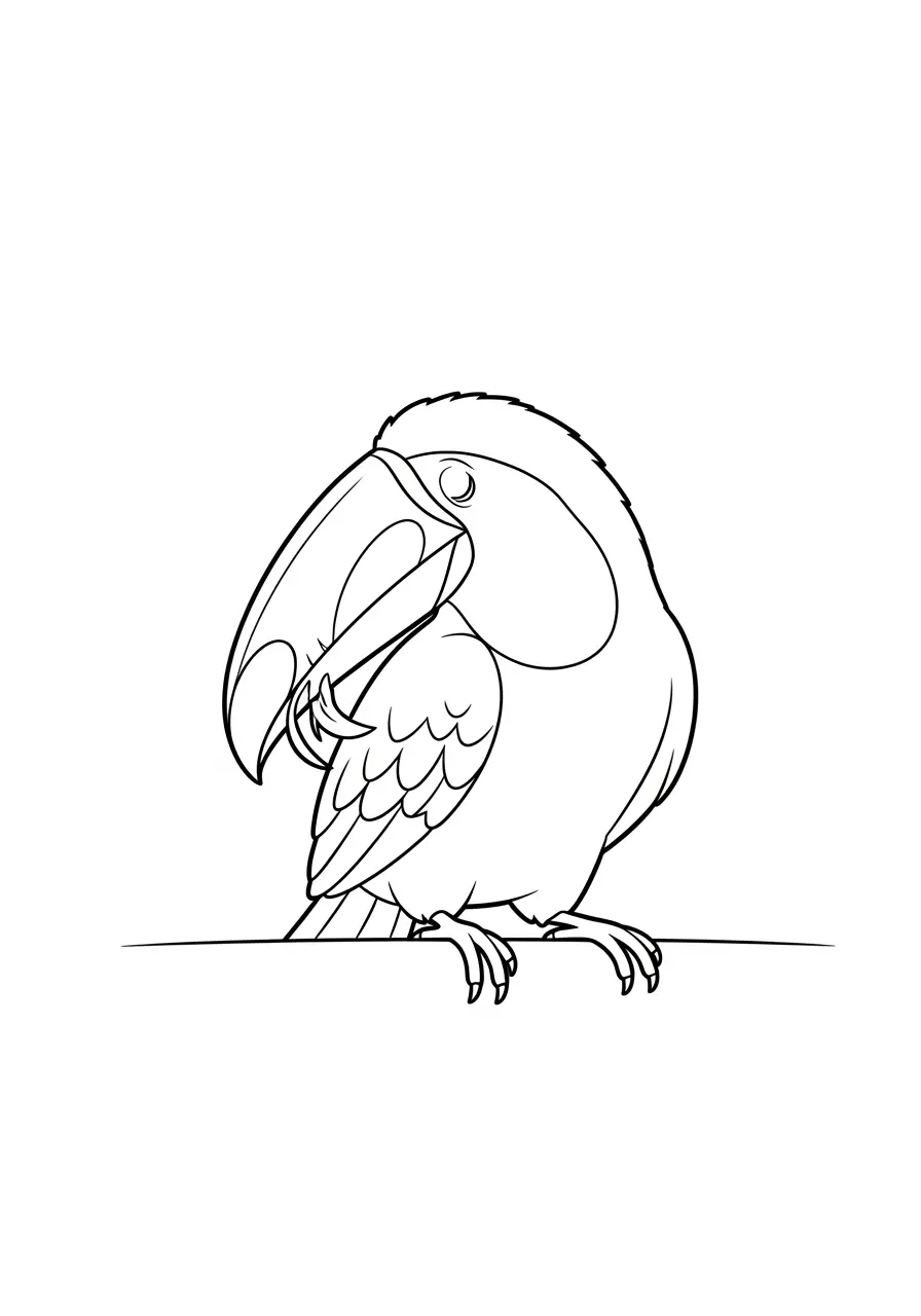 Sich putzender Tukan-Ausmalbild