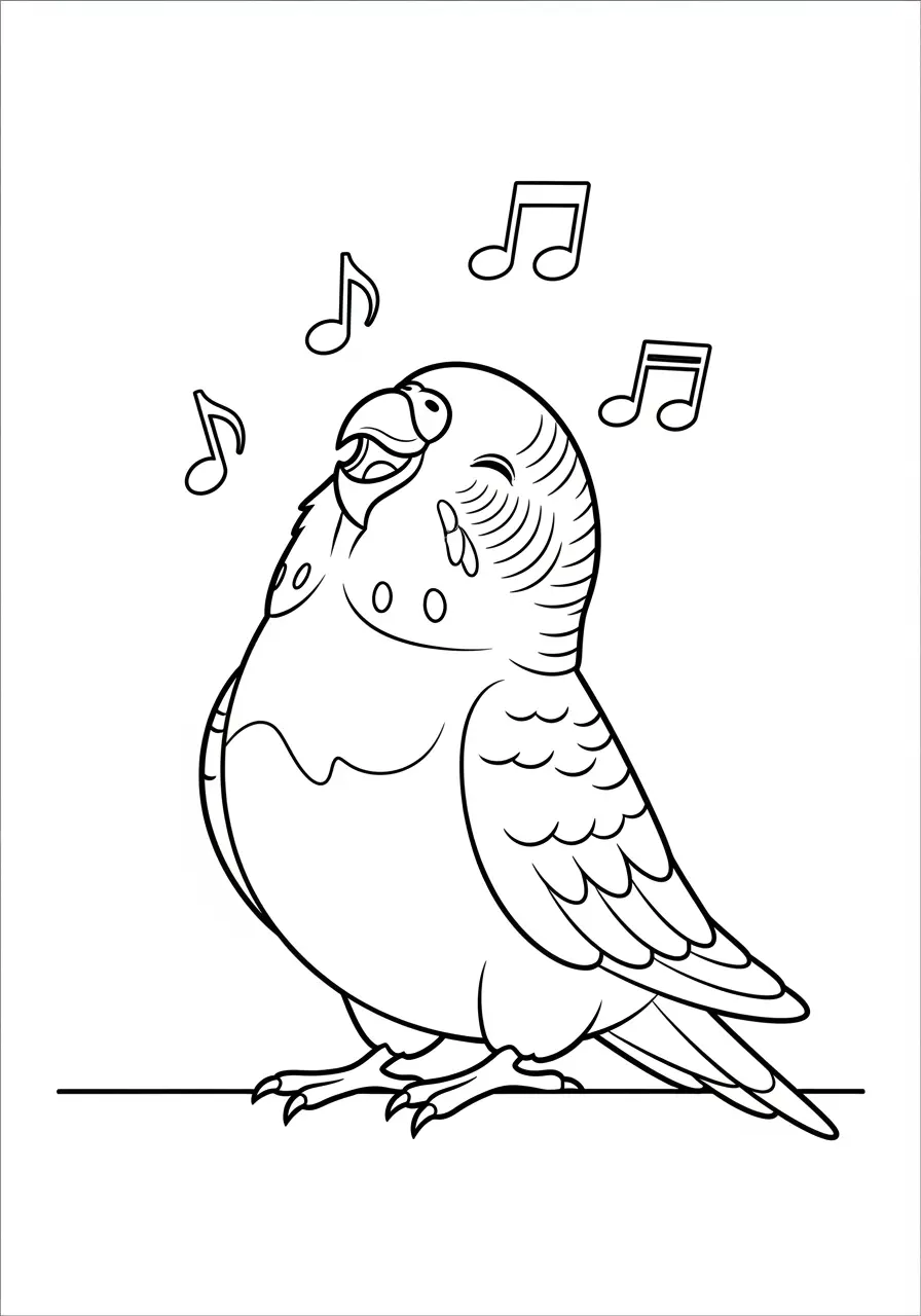 Singing Budgie Coloring Page