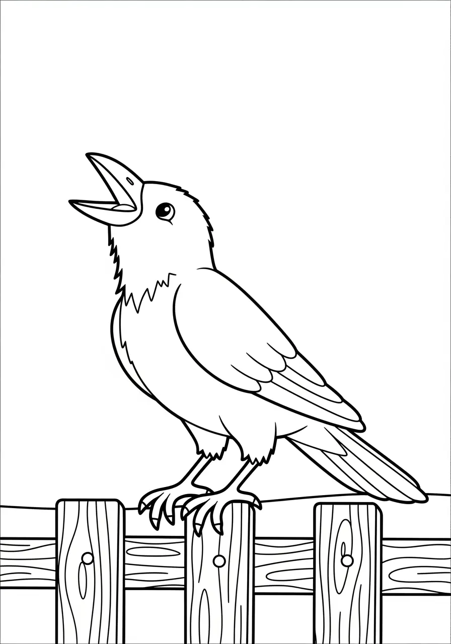 Singing Crow Coloring Page
