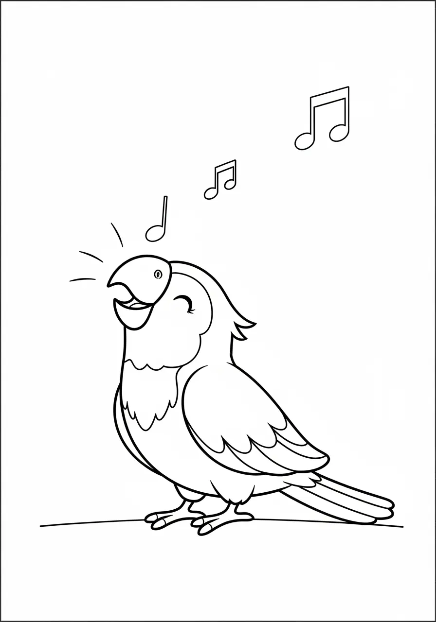 Singing Parrot Coloring Page