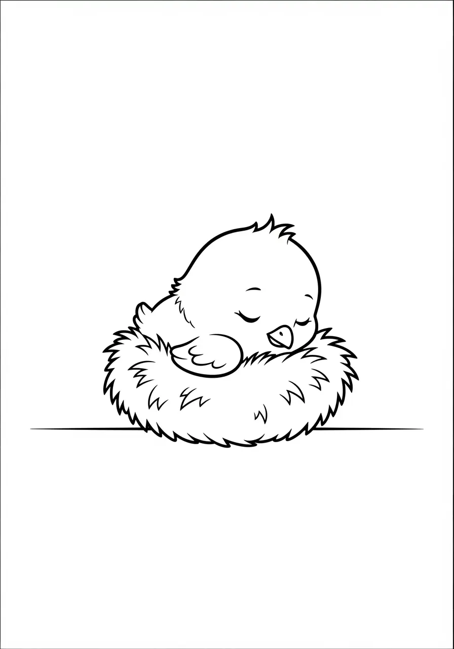 Sleeping Chick Coloring Page