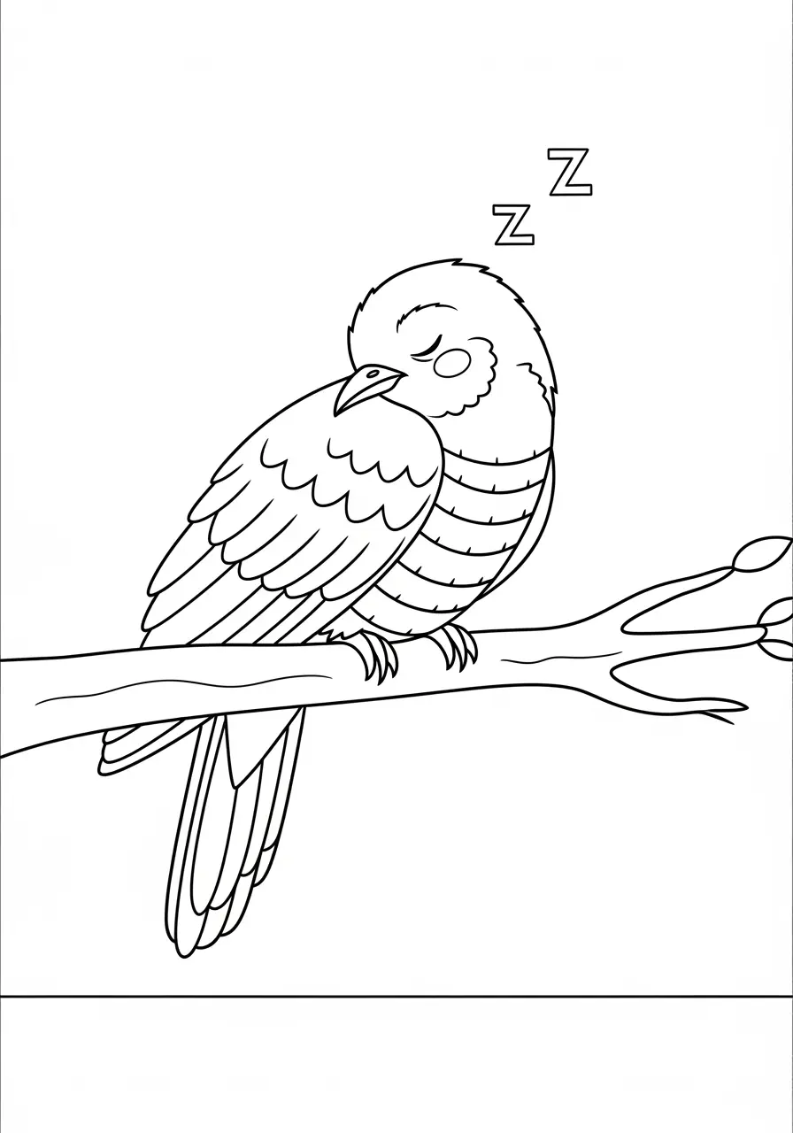 Sleeping Cuckoo Coloring Page